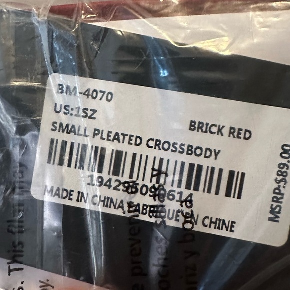 Badgley Mischka Brick Red Pleated Crossbody Bag, NWT - Picture 6 of 9